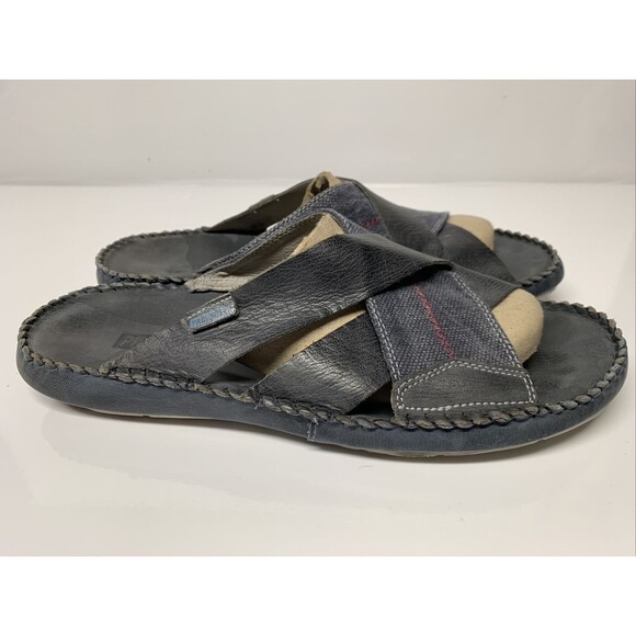 Mens Pikolinos Sandals Slides Size 45 - US 11/12 Gray Leather Canvas Cross Strap main image 11